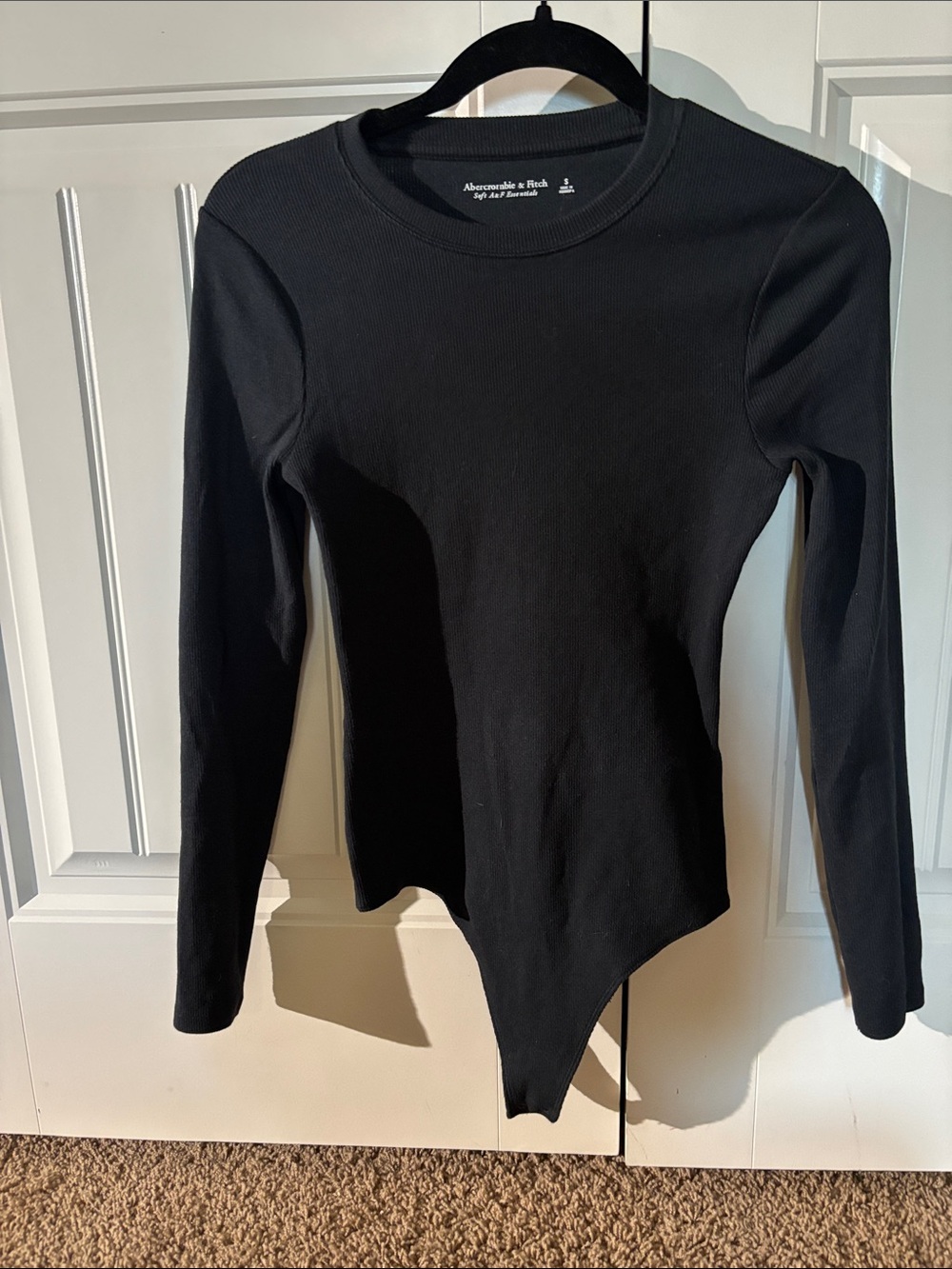 Abercrombie & Fitch Black Ribbed Long-Sleeve Bodysuit